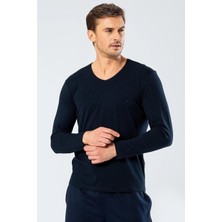 Cacharel Erkek Uzunkol V Yaka T-Shirt, %95 Pamuk %5 Elestan