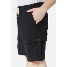 Cedy Denim Beli Lastikli Kargo Cepli Standart Fit Bağcıklı Erkek Şort C360