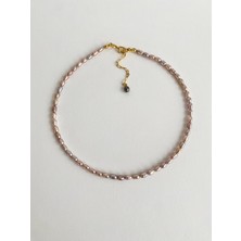 Lila Küçük Arpa Gerçek İnci Kolye