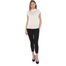 Lodmela Yaka Drape Detaylı Saten Bluz 01-Ekru