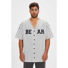 Bad Bear Homer Beyaz Baskılı Erkek Gömlek