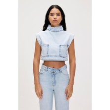 Bad Bear Veronica Ocean Blue Kadın Denim Crop