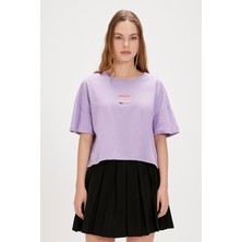 Bad Bear Town Mor Baskılı Kadın Tişört