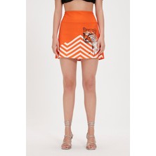 Bad Bear Misty Turuncu Baskılı Etek