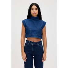 Bad Bear Veronica İndigo Mavi Kadın Denim Crop