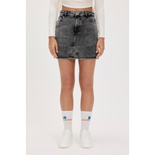 Bad Bear Vendy Siyah Denim Etek