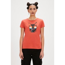 Bad Bear Cathy Tarçın Baskılı Kadın Tişört