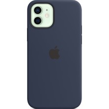 Soft Store TR iPhone 15 Pro Max Uyumlu Koyu Lacivert Renk Logolu Lansman Içi Kadife Silikon Kılıf