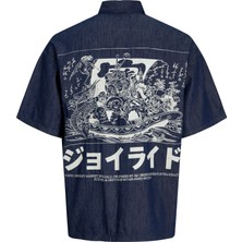 Jack & Jones Erkek Japon Temali Sirt Baskili Kisa Kollu Gömlek - Tokyo