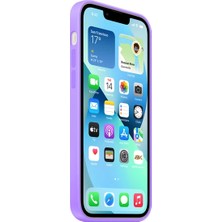 Soft Store TR iPhone 13 Uyumlu Lila Renk Logolu Lansman Içi Kadife Silikon Kılıf