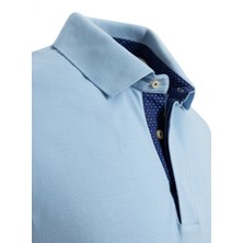 Lake Wood Erkek Mavi Triko Yaka Garnili Polo T-Shirt