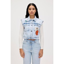 Bad Bear Joanne Ocean Blue Kadın Denim Yelek