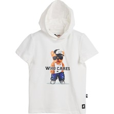 Bad Bear Mood Beyaz Çocuk Baskılı Hoodie Sweatshirt