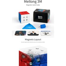 Moyu Meilong 3x3  Magnetic Cube 3m - Mıknatıslı Standlı Tornavidalı Stickersız Akıl Zeka Rübik Küp