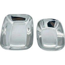 Kitchen Design Lab Paslanmaz Çelik Kayık Tabak Kase - Çerezlik, Meze ve Salata Kasesi Sosluk, 14 Cm, 2 Adet Orta Boy
