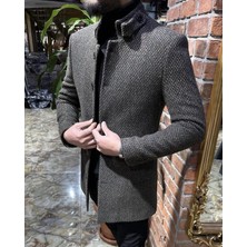 Retro Park Erkek Dik Yaka Hakim Yaka Erkek Kaşe Mont Ceket Palto Kaban Blazer Kesimtrençkot