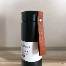 Tarantula Modern Çift Vakum Yalıtımlı Yandan Deri Tutacaklı Siyah Sıcak/soğuk 450 ml Günlük, Hediyelik Termos