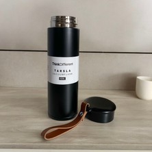 Tarantula Modern Çift Vakum Yalıtımlı Yandan Deri Tutacaklı Siyah Sıcak/soğuk 450 ml Günlük, Hediyelik Termos