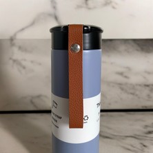 Tarantula Modern Çift Vakum Yalıtımlı Yandan Deri Tutacaklı Lila Sıcak/soğuk 450 ml Günlük, Hediyelik Termos