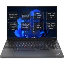 Lenovo Thinkpad E16 Intel Core I7 1355U 40GB 512GB SSD 16" Fhd+ Wuxga Windows 11 Pro Taşınabilir Bilgisayar 21JN0007TX Zo5