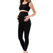 Bonbonetti Kuzey Underwear Kadın Siyah Likralı Uzun Hamile Lohusa Tayt 3273