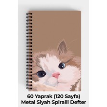 Anime Marketi Tatlı Kedi Temalı A5 Spiralli Sert Kapak Defter 120 Yaprak