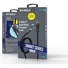Syrox C141TT 100W Digital Göstergeli Şeffaf Başlık Tasarim Hasir Type-C To Type-C Ultra Hızlı Şarj & Data Kablosu