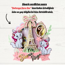 Cake Topper Marie Cat Temalı Kişiye Özel Kız Çocuk Doğum Günü Pasta Parti Süsü (22X20CM)