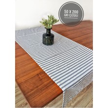 Home Art Atelier Hand Made Gri Çizgili Büyük Runner - 50 x 200