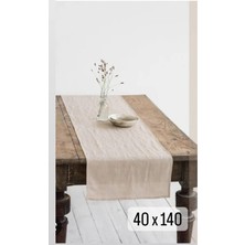 Home Art Atelier Hand Made Pamuk Keten Naturel Kucuk Runner 40X140