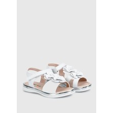 Prego (Vetta) Çiçek Desenli Çocuk Sandalet Beyaz
