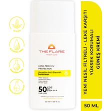 The Flare Health Care Yeni Nesil Filtreli - Leke Karşıtı Yüksek Korumalı 50 Spf+ Yüz Güneş Kremi Tüm Ciltler İçin 50 ml