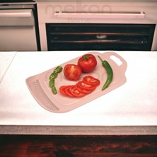 Melkan Home Süzgeçli Kesme Tahtası Pudra Renk Orta Boy Kesme Panosu