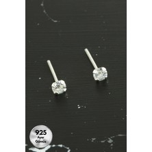 Feryal 3 mm Tek Taş 925 Ayar Gümüş Küpe