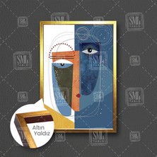 SML Tablo Soyut Insan Resimleri Maske Kübizm Modern Dekor Çerçeveli Dikey Kanvas Tablo