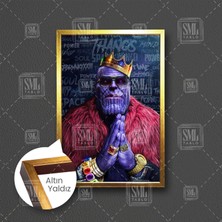 SML Tablo Siyah Gözlüklü Thanos Avengers Marvel Film Poster Çerçeveli Dikey Kanvas Tablo