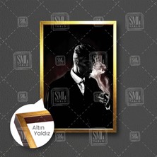 SML Tablo Tommy Shelby Sigara Dumanı Poster Peaky Blinders Çerçeveli Dikey Kanvas Tablo