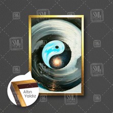 SML Tablo Ying Yang Hava Su Denge Çerçeveli Dikey Kanvas Tablo