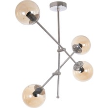 Fer Avize Salsa Modern Tasarım Krom Renk Camlı Salon - Mutfak - Yatak Odası 4 Lü Avize