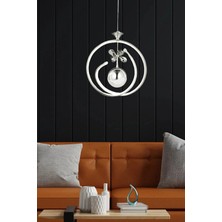 Fer Avize Santana Modern Tasarım Krom Kaplama 3 Renk Işık Veren Salon Mutfak Tavan Ledli Avize