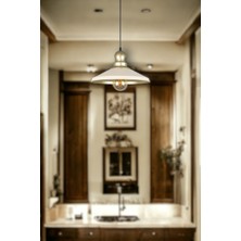 Fer Avize Açelya Modern Tasarım Cafe Mutfak Gold Başlık Metal Krem Içi Gold Renk Tekli Avize Siyah (Ampulsüz)