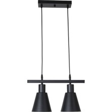Fer Avize Trend Modern Tasarım Metal Cafe - Mutfak - Salon - Hol Siyah Renk 2 Li Avize