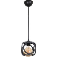 Fer Avize Lotus Modern Tasarım Siyah Renk - Cafe - Salon - Yatak Odası - Çocuk Odası Tel Tekli Avize