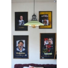 Fer Avize Açelya Modern Tasarım Cafe Mutfak Siyah Başlık Metal Yeşil Içi Gold Renk Tekli Avize (Ampulsüz)