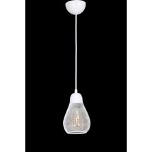 Fer Avize Küçük Rustik Modern Tasarım Beyaz Renk - Cafe - Salon - Yatak Odası - Çocuk Odası Tel Tekli Avize