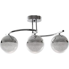 Fer Avize Fuji Krom Renk Dekoratif Metal Salon - Mutfak - Yatak Odası 3 Lü LED Avize Modern Tasarım ile Şık Aydınlatma