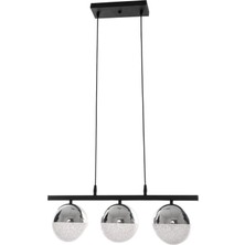 Fer Avize Sezar Siyah Renk Modern Tasarım Yemek Masası Üstü -Salon 3 Lü LED Avize