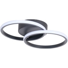 Fer Avize Lily Modern Tasarım Siyah Renk Salon Mutfak Hol Beyaz LED 2 Li Avize