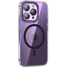 PineApple TR Apple iPhone 14 Pro Uyumlu Magsafe Şarj Özellikli Sert Pc Zore Fuya Kapak-Derin Mor