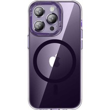 PineApple TR Apple iPhone 14 Pro Uyumlu Magsafe Şarj Özellikli Sert Pc Zore Fuya Kapak-Derin Mor